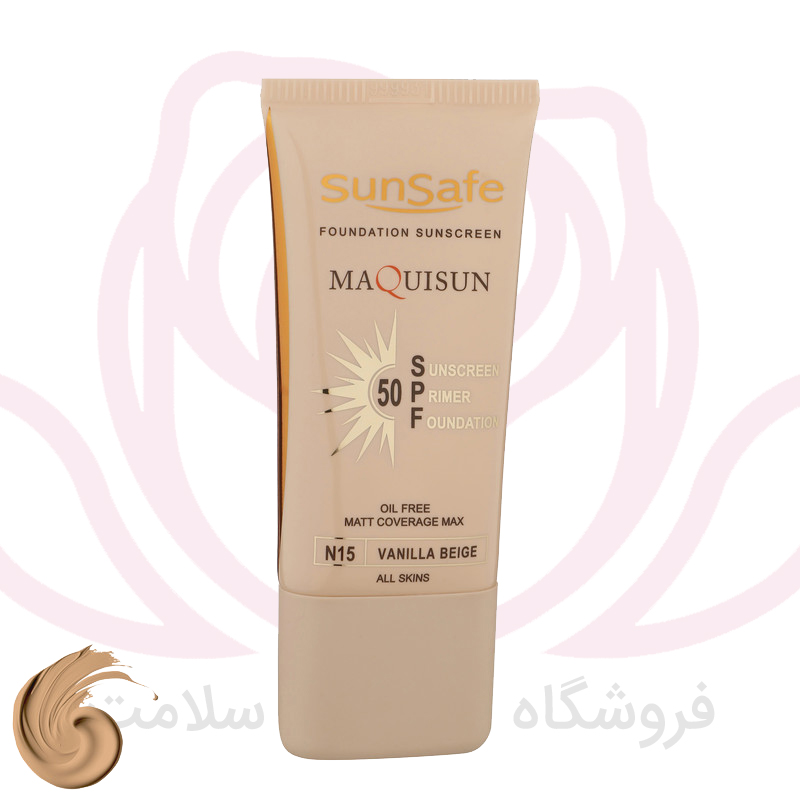 کاور سان سیف ضدآفتاب کرم پودری و پرایمری SPF 50 بژ رز گلد