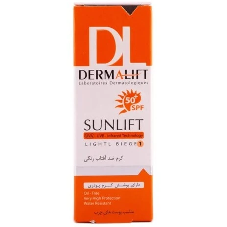 درمالیفت کرم ضدآفتاب رنگی بژ روشن پوست چرب شماره 1 (سان لایف)